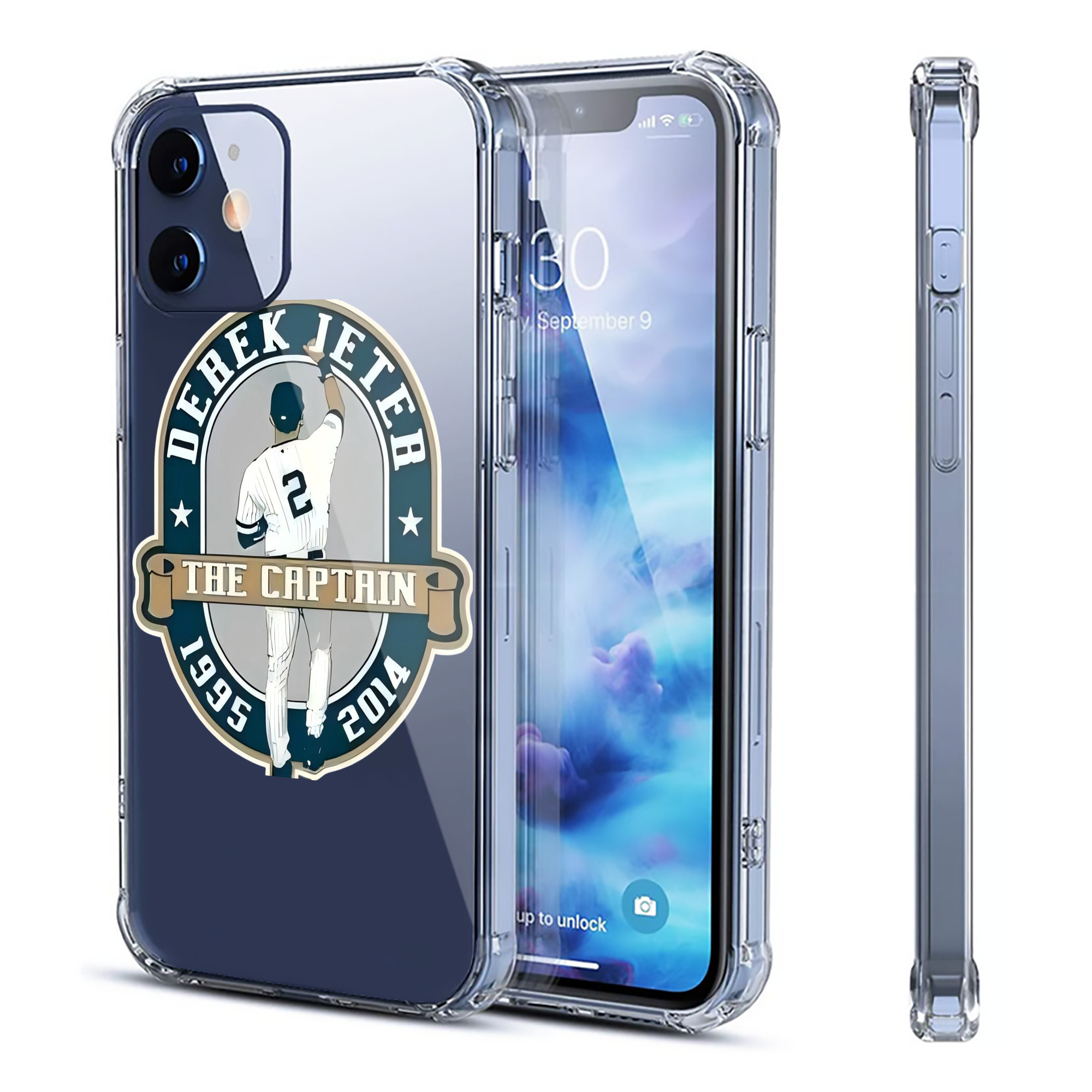 Derek Jeter 9 Clear IPhone 12 Case – Soft TPU With UV Print – Enhanced Drop Protection, Precise Fit, Anti-Fingerprint, Customizable Design, Scratch-Resistant, Yellow-Resistant